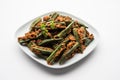 Indian Bharwa Bhindi or masala fried Okra, bhendi or ladyfinger curry Royalty Free Stock Photo